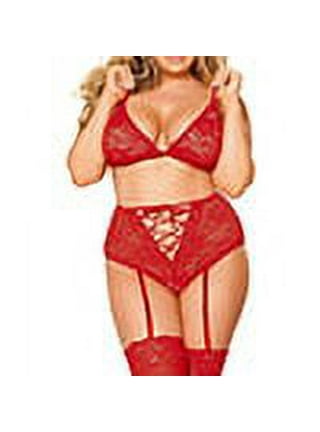 Ruziyoog Lingerie for women New Sexy Women Lace Sexy Lingerie Large Size  Rose Lace Suspenders Plus Size Sling 
