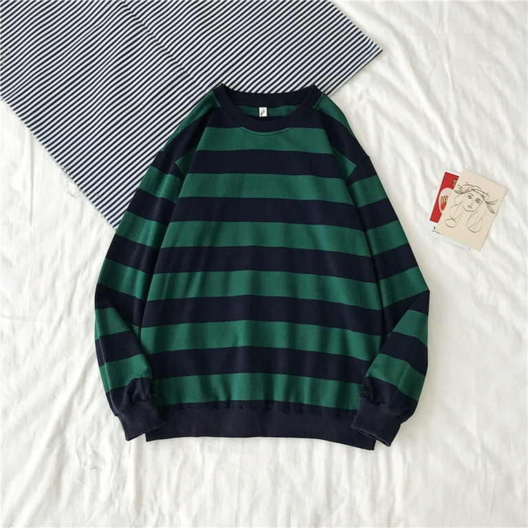 Striped Long-Sleeved O-Neck Sweatshirt Striped Long-Sleeved O-Neck Sweatshirt