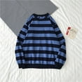 thumbnail image 1 of Ruziyoog Men Striped Baggy Long Sleeve Sweatshirt O Neck Lantern Sleeve Pullover Tops Lightweight T Shirt Tees Autumn Spring Blue M, 1 of 5