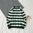 thumbnail image 1 of Ruziyoog Men Striped Baggy Long Sleeve Sweatshirt O Neck Lantern Sleeve Pullover Tops Lightweight T Shirt Tees Autumn Spring Green XL, 1 of 5