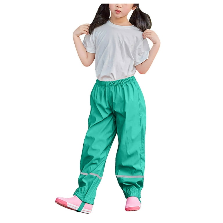 Ruziyoog Rain Pants for Kids Cotton Lined Reflective Waterproof Lightweight  Rainwear for Boys and Girls Kids Waterproof Rain Pant Outdoor Lightweight