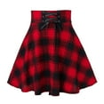 thumbnail image 1 of Ruziyoog Women A-line Mini Lattice Printing Skirts Goth Wool Blend Plaid Pleated Skirt Side Zipper Fashion Casual Splicing Frenulum Skirt Red XXL, 1 of 6
