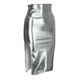 thumbnail image 1 of Ruziyoog Women Bright Leather Bodycon Midi Knee Length Pencil Skirt Fashion Solid Slim High Waist Push up fork Split Skirt Silver L, 1 of 8