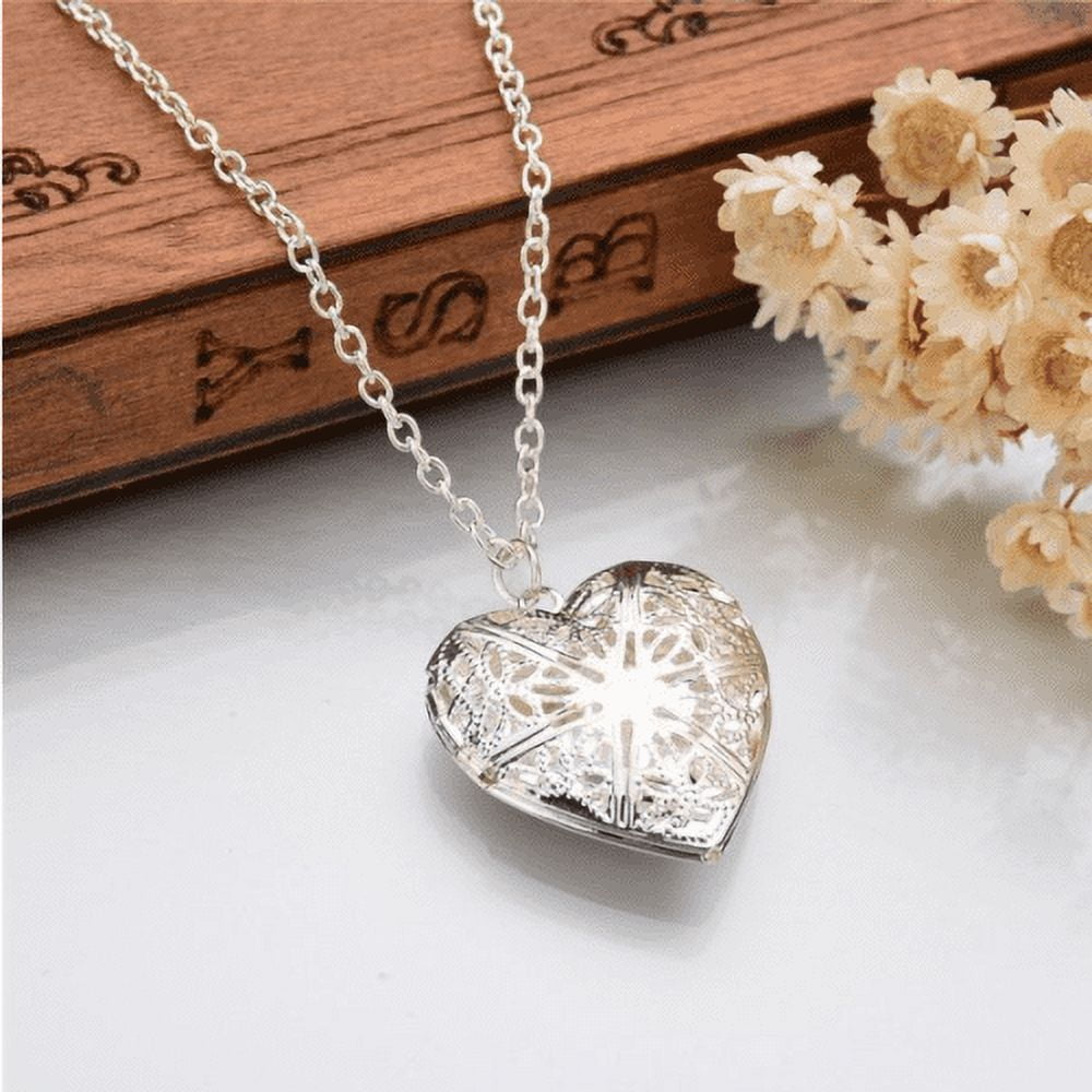 Ruziyoog Women Girls Locket Necklace Silver Photo Lockets that