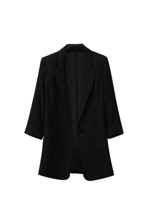 Women Plus Size Blazers Windproof Coat, Long Sleeve Blazer Suit Trench Coats Autumn Spring Outwear Coat Blouse Jacket Black 2XL