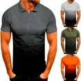 thumbnail image 1 of Ruziyoog Workout Men's and Big Men's Tri Blend T-Shirt , Men's 3D Printed Lapel Half Button Pullover Athleisure Short Sleeve T-Shirt Army Green L, 1 of 5