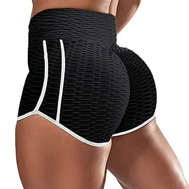 Ruziyoog Yoga Shorts Women High Waist Hot Pants Yoga Sports Waistband Loose  Shorts Clubwear Slip Bike Shorts Lift Trousers Black XL 