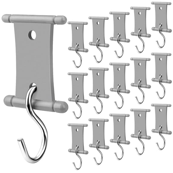 Rv Awning Hooks, Camper Awning Clips,16 PCS RV Awning Light Clips, Double Slot Awning Hooks Camper Holders , Easily Slides,RV Awning Hooks for RV, Camper, Camping, Indoor Outdoor Decor(Gray)