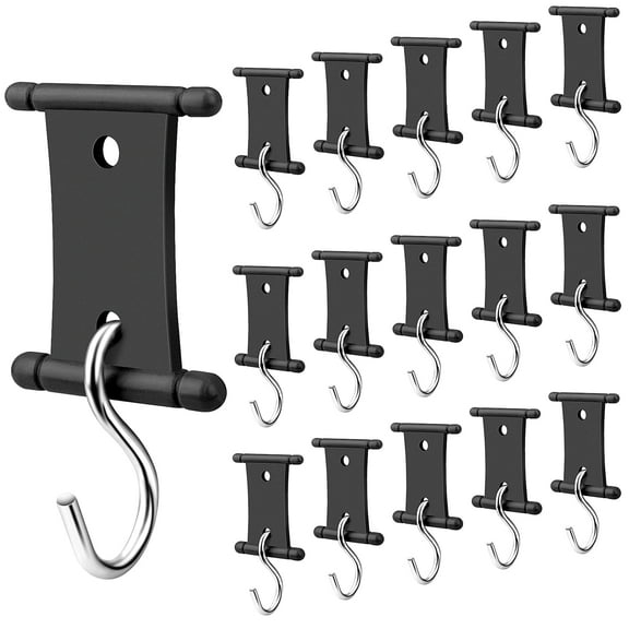 Rv Awning Hooks, Camper Awning Clips,16 PCS RV Awning Light Clips, Double Slot Awning Hooks Camper Holders , Easily Slides,RV Awning Hooks for RV, Camper, Camping, Indoor Outdoor Decor(Black)