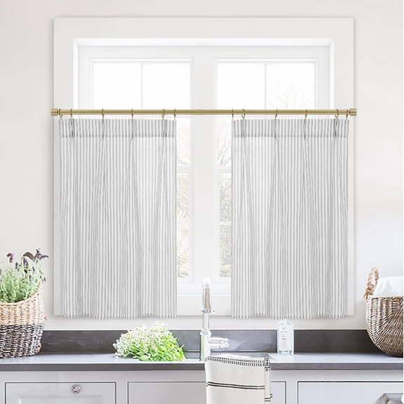 Rv Curtains For Camper Windows Bottom Bunk Bed Sheer Linen Cafe Boho 2 Panels Kitchen 20 Inch Length Light Grey