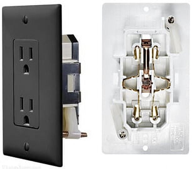Black Self-Contained Dual AC Outlet with Cover Plate