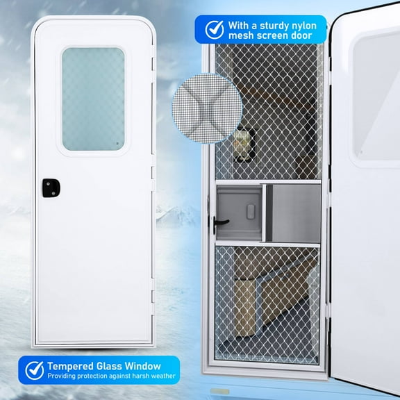 Rv Entrance Door Trailer Door Aluminum Alloy Right Hand Entry Door for Travel Trailers Campers