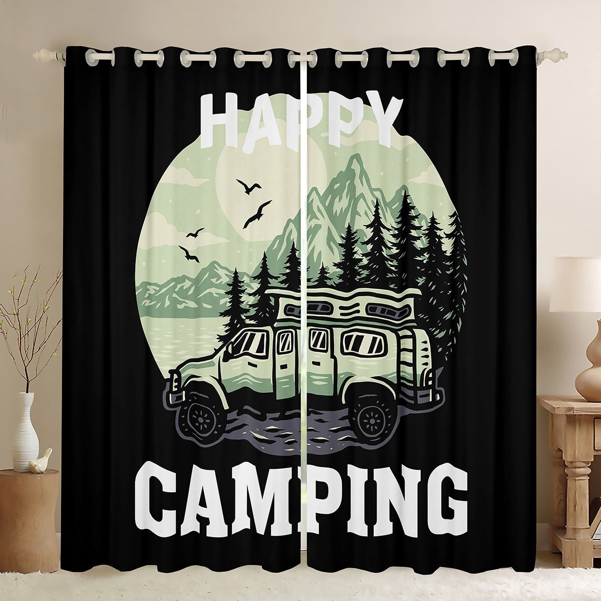 Rv Happy Camping Curtains For Youth Teens Men, Camper Must Haves