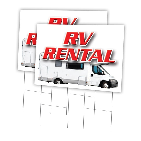 Rv Rental 2 Pack Of 24" x 36" Yard Sign & Stake | Advertise Your Business | Stake Included Image On Front Only | Made in The USA