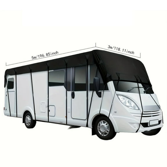 Rv Roof Cover Heavy Duty, Waterproof 210d Oxford Cloth Rv Roof Cover for Outdoor Travel Trailer and Camper Storage(16.4ftx9.8ft)