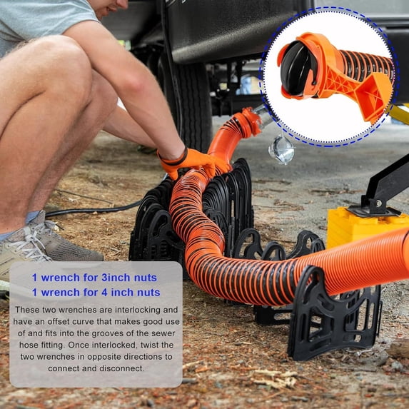 Rv Sewer Hose 2-Pack - Fits 3" & 4" Male/Female Rv Sewers, Sturdy Material For Secure Grip To Tighten/Loosen Connections, Ergonomic Design Reduces Hand Strain, Ideal For Rv