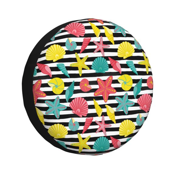 Rv Spare Tire Cover 14 inch - Colorful Sea Shell Tire Covers for Trailers, Adjustable Camper Spare Tire Cover