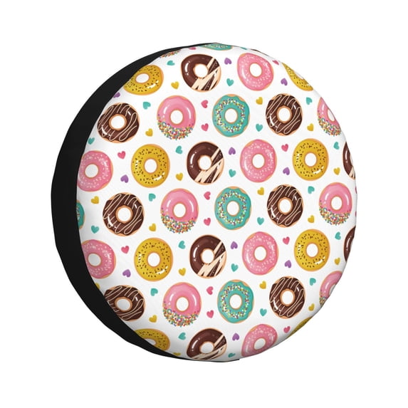Rv Spare Tire Cover 14 inch - Colorful donuts D Tire Covers for Trailers, Adjustable Camper Spare Tire Cover