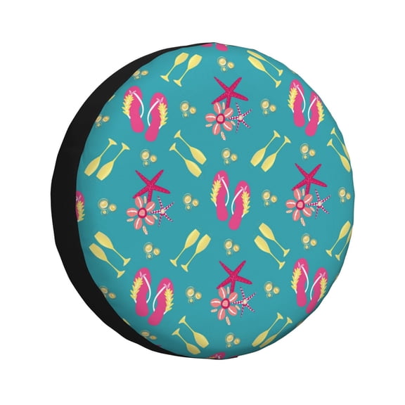 Rv Spare Tire Cover 14 inch - Flip flop starfish shells Tire Covers for Trailers, Adjustable Camper Spare Tire Cover