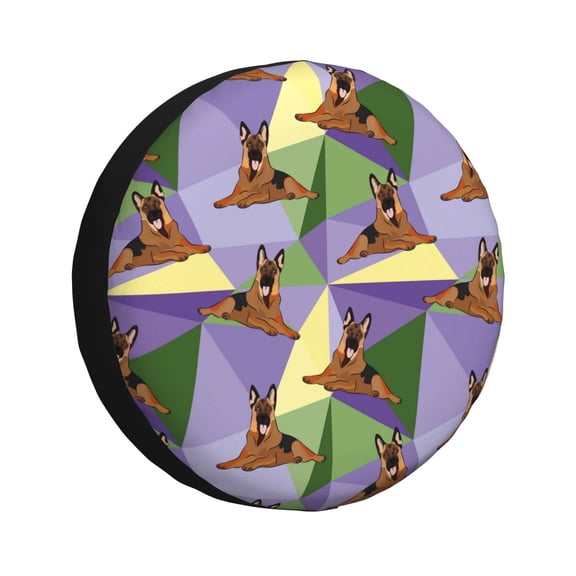 Rv Spare Tire Cover 14 inch - German Shepherd Dog Geometry Tire Covers for Trailers, Adjustable Camper Spare Tire Cover