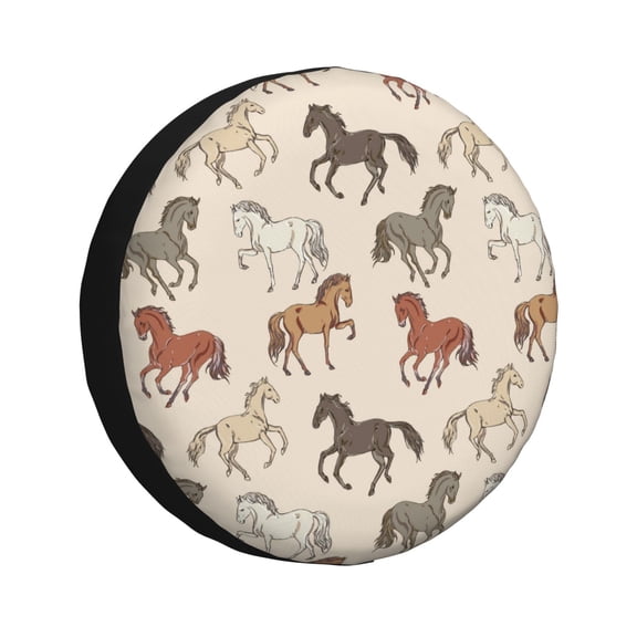 Rv Spare Tire Cover 14 inch - Hand Drawn Modern Cool Horse Tire Covers for Trailers, Adjustable Camper Spare Tire Cover
