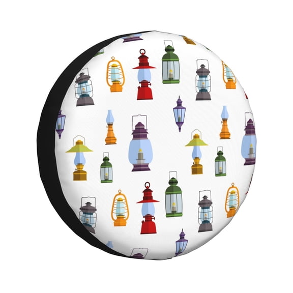 Rv Spare Tire Cover 14 inch - Light Bulb vintage style Tire Covers for Trailers, Adjustable Camper Spare Tire Cover