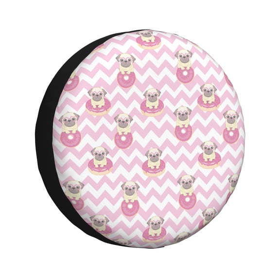 Rv Spare Tire Cover 14 inch - Pug And Donut Tire Covers for Trailers, Adjustable Camper Spare Tire Cover