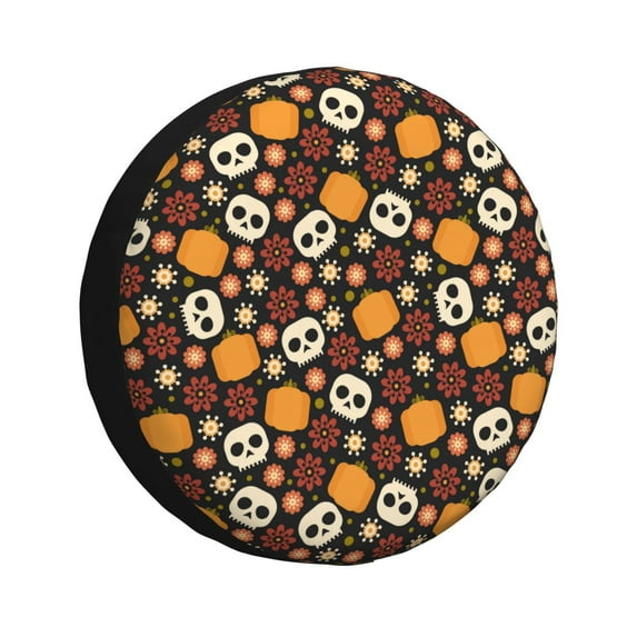 Rv Spare Tire Cover 14 inch - Skulls Tire Covers for Trailers, Adjustable Camper Spare Tire Cover