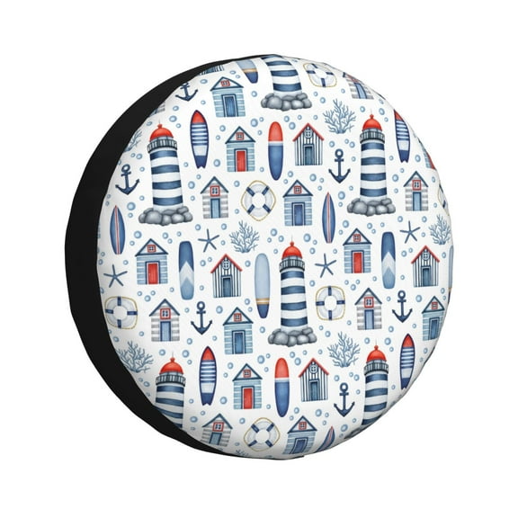 Rv Spare Tire Cover 14 inch - anchor Lighthouse Surfboards vintage Tire Covers for Trailers, Adjustable Camper Spare Tire Cover
