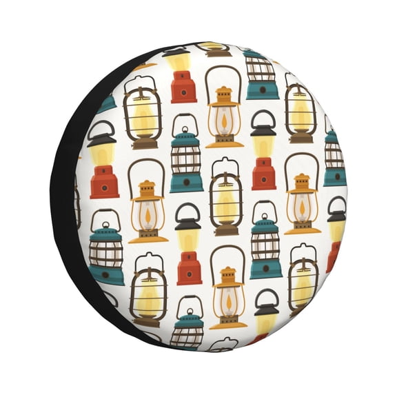 Rv Spare Tire Cover 14 inch - colorful Light Bulb vintage Tire Covers for Trailers, Adjustable Camper Spare Tire Cover
