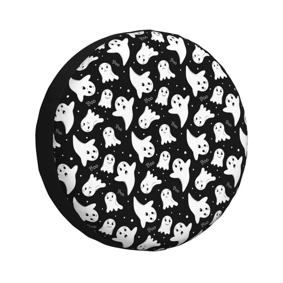 Rv Spare Tire Cover 14 inch - cute halloween ghost fun Tire Covers for Trailers, Adjustable Camper Spare Tire Cover