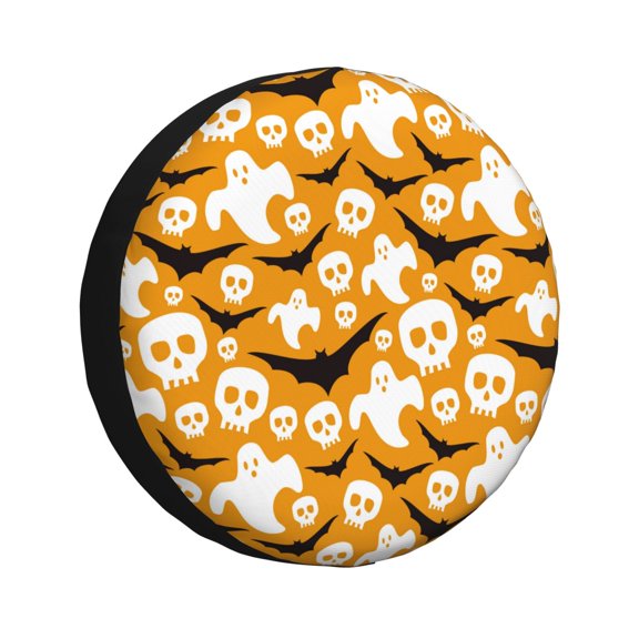 Rv Spare Tire Cover 14 inch - halloween elements bat Tire Covers for Trailers, Adjustable Camper Spare Tire Cover