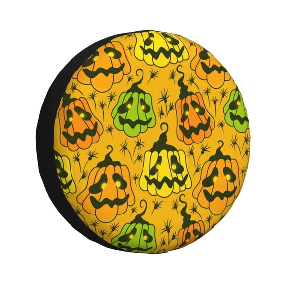 Rv Spare Tire Cover 14 inch - halloween pumpkin fun Tire Covers for Trailers, Adjustable Camper Spare Tire Cover
