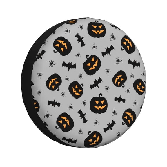 Rv Spare Tire Cover 14 inch - halloween pumpkins bat Tire Covers for Trailers, Adjustable Camper Spare Tire Cover