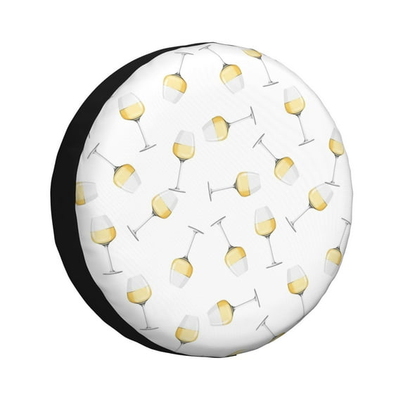Rv Spare Tire Cover 15 inch - Champagne Glass Print Tire Covers for Trailers, Adjustable Camper Spare Tire Cover