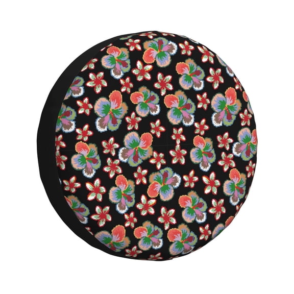 Rv Spare Tire Cover 15 inch - Colorful Flower D Tire Covers for Trailers, Adjustable Camper Spare Tire Cover