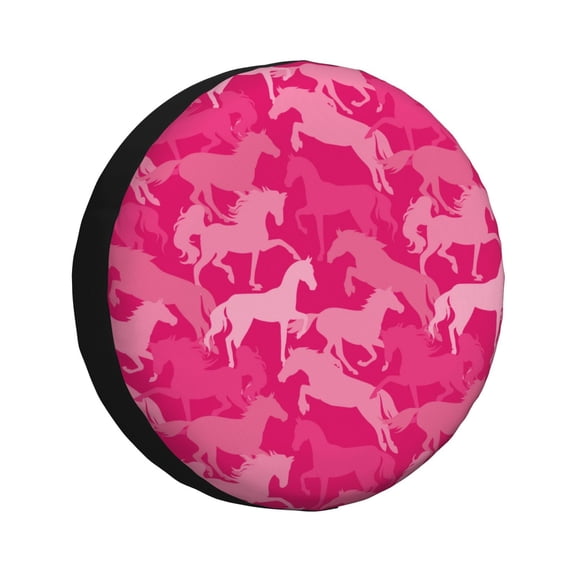 Rv Spare Tire Cover 15 inch - Modern Minimalist Cool Horse Pink Tire Covers for Trailers, Adjustable Camper Spare Tire Cover