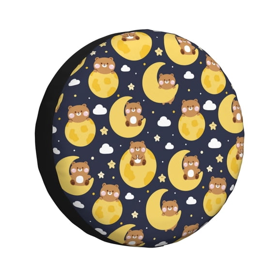 Rv Spare Tire Cover 15 inch - Moon bear Tire Covers for Trailers, Adjustable Camper Spare Tire Cover