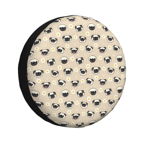 Rv Spare Tire Cover 15 inch - Pug Dog Face Tire Covers for Trailers, Adjustable Camper Spare Tire Cover