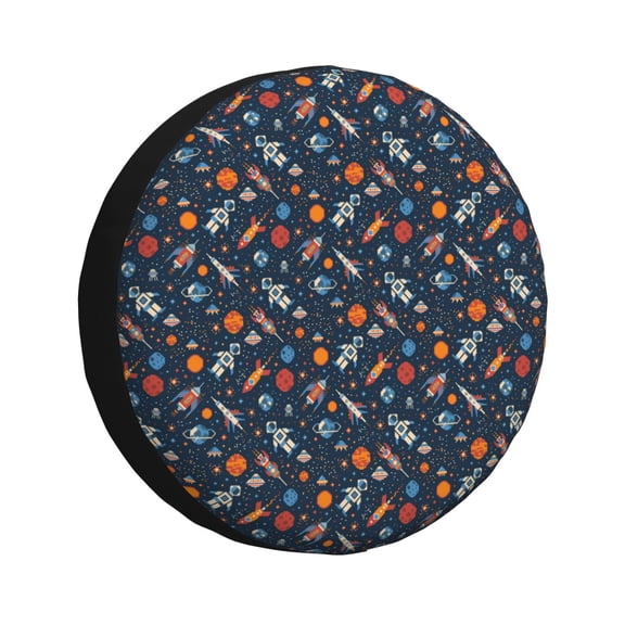 Rv Spare Tire Cover 15 inch - Spaceships And Stars In Outer Space Tire Covers for Trailers, Adjustable Camper Spare Tire Cover