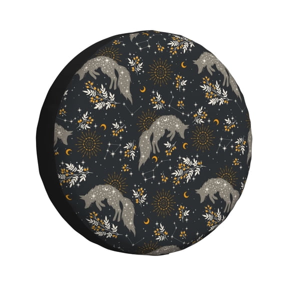 Rv Spare Tire Cover 15 inch - Vintage Moon with Plants and Fox Tire Covers for Trailers, Adjustable Camper Spare Tire Cover