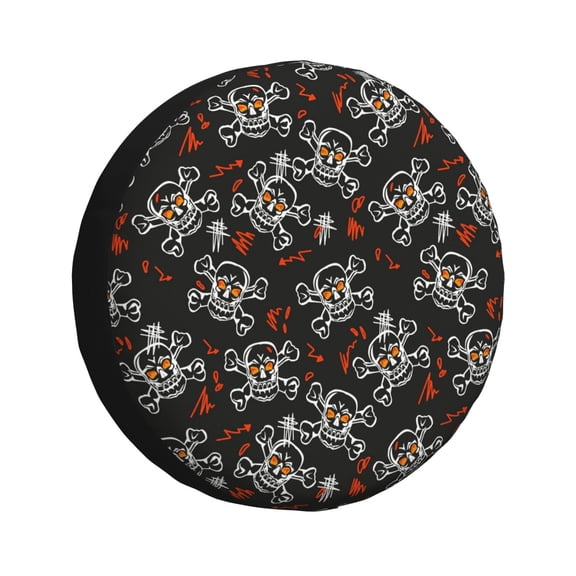 Rv Spare Tire Cover 15 inch - fun skull halloween Tire Covers for Trailers, Adjustable Camper Spare Tire Cover