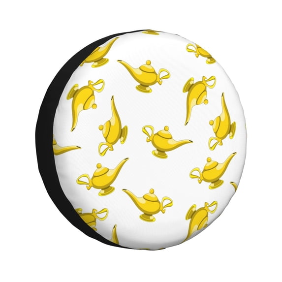 Rv Spare Tire Cover 15 inch - glod lamp Pattern Tire Covers for Trailers, Adjustable Camper Spare Tire Cover