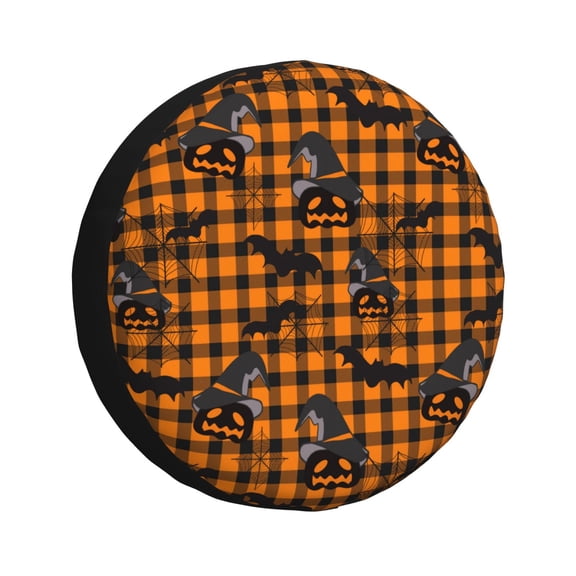 Rv Spare Tire Cover 15 inch - halloween pumpkin hat bat Tire Covers for Trailers, Adjustable Camper Spare Tire Cover