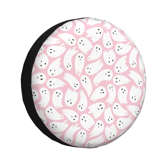 Rv Spare Tire Cover 15 inch - pink ghost halloween fun Tire Covers for Trailers, Adjustable Camper Spare Tire Cover