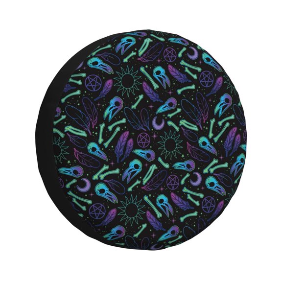 Rv Spare Tire Cover 15 inch - retro crow Tire Covers for Trailers, Adjustable Camper Spare Tire Cover