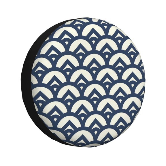 Rv Spare Tire Cover 16 inch - Blue Wave Pattern A Tire Covers for Trailers, Adjustable Camper Spare Tire Cover