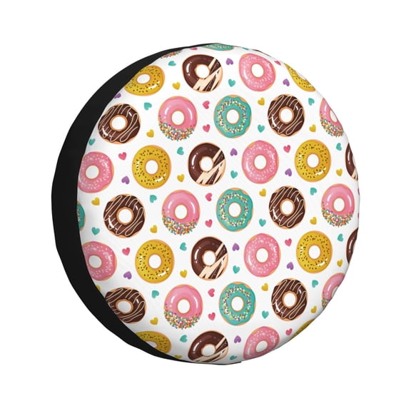 Rv Spare Tire Cover 16 inch - Colorful donuts D Tire Covers for Trailers, Adjustable Camper Spare Tire Cover