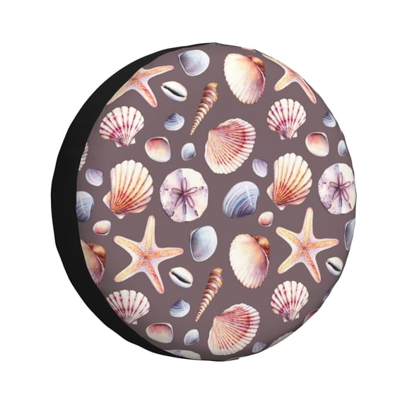 Rv Spare Tire Cover 16 inch - Conch Starfish Shell Tire Covers for Trailers, Adjustable Camper Spare Tire Cover