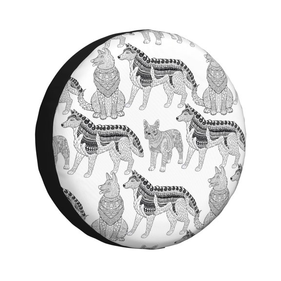 Rv Spare Tire Cover 16 inch - Cute German Shepherd Tire Covers for Trailers, Adjustable Camper Spare Tire Cover